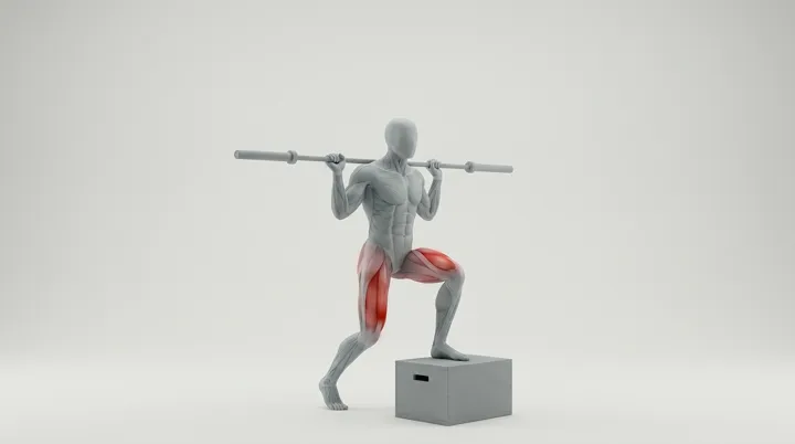 Barbell Step Up Knee Drive, 3D demonstration