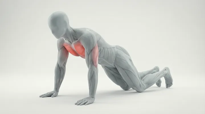 Bodyweight Knee Push Ups, 3D demonstration