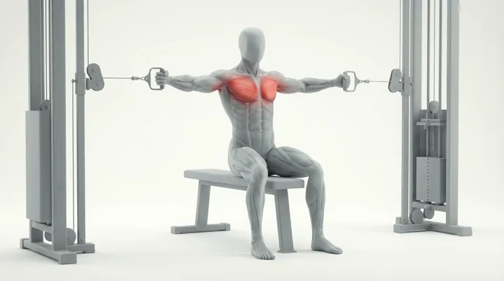 Cable Bench Chest Fly, 3D demonstration