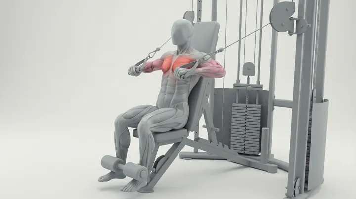 Cable Decline Bench Press, 3D demonstration