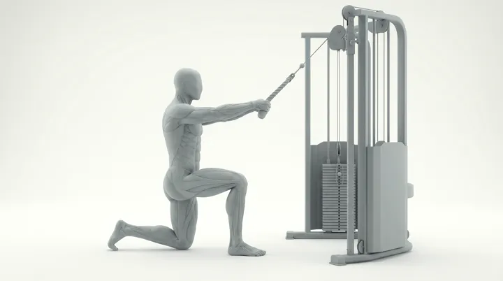 Cable Rope Kneeling Face Pull, 3D demonstration