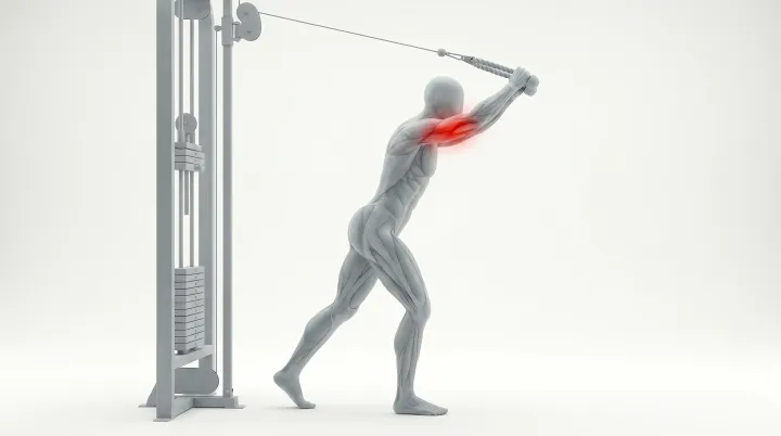 Cable Rope Overhead Tricep Extension, 3D demonstration