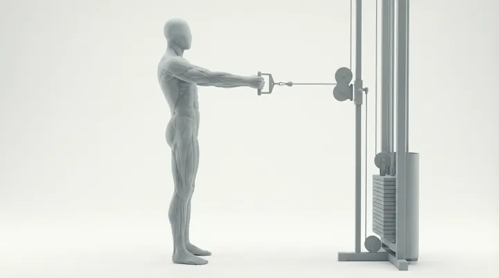 Cable Row Bar Standing Row, 3D demonstration