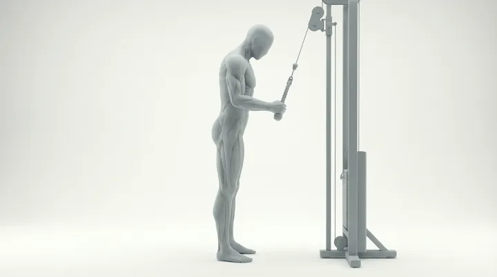 Cable Single Arm Rope Pushdown, 3D demonstration