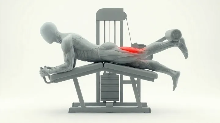 Cable Single Leg Laying Leg Curl, 3D demonstration