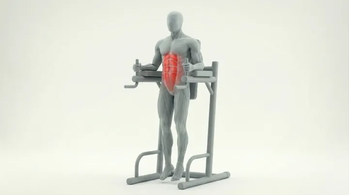Captain's Chair Knee Raise, 3D demonstration