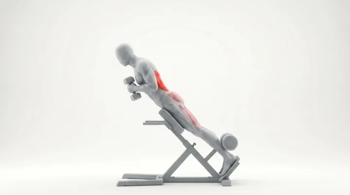 Dumbbell Back Extension, 3D demonstration