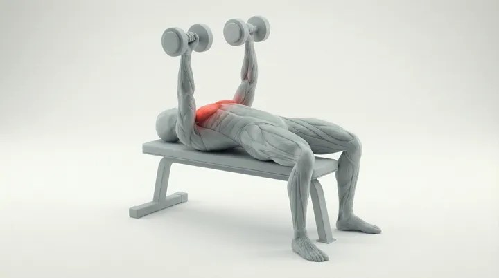 Dumbbell Bench Press, 3D demonstration