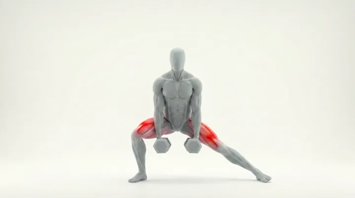 Dumbbell Cossack Squat, 3D demonstration