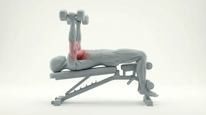 Dumbbell Decline Bench Press, 3D demonstration