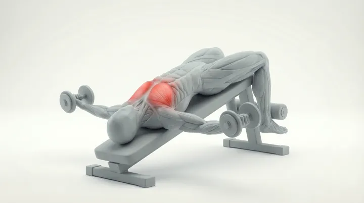 Dumbbell Decline Chest Fly, 3D demonstration