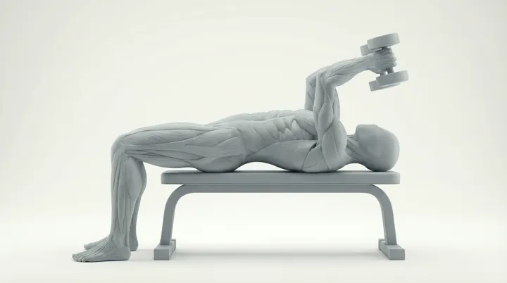 Dumbbell Decline Skullcrusher, 3D demonstration