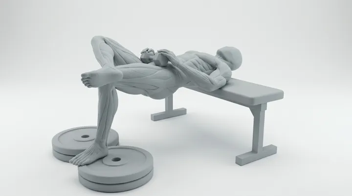 Dumbbell Figure Four Heels Elevated Hip Thrust, 3D demonstration