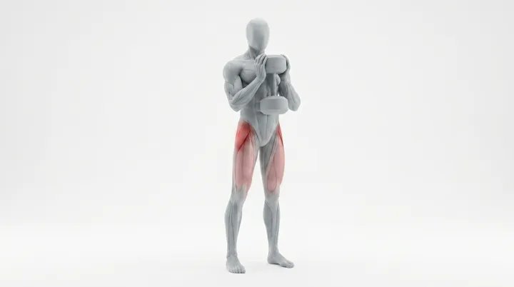 Dumbbell Goblet Alternating Curtsy Lunge, 3D demonstration