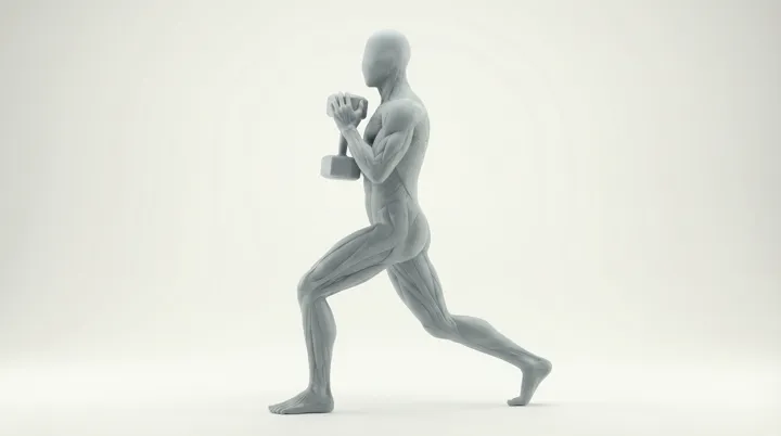 Dumbbell Goblet Split Squat, 3D demonstration