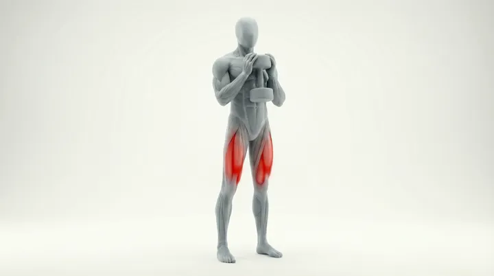 Dumbbell Goblet Squat, 3D demonstration