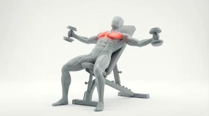 Dumbbell Incline Chest Fly, 3D demonstration