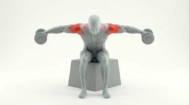 Dumbbell Seated Rear Delt Fly, 3D demonstration