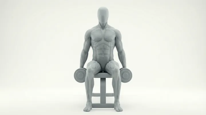 Dumbbell Seated Shrug, 3D demonstration