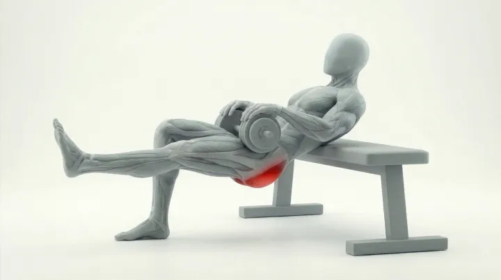 Dumbbell Single Leg Hip Thrust, 3D demonstration