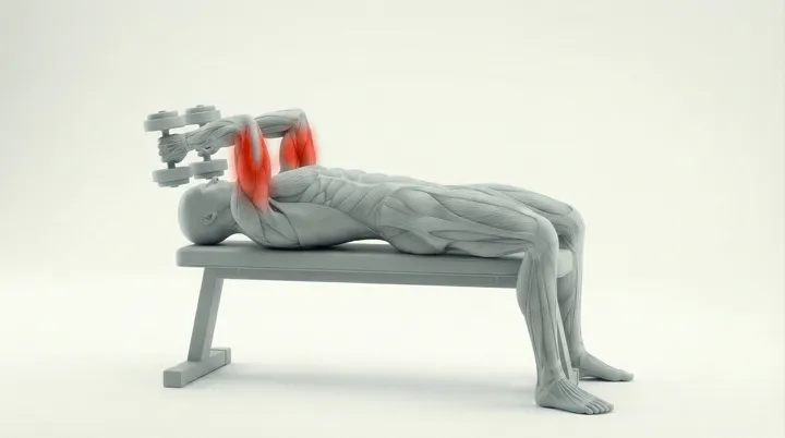 Dumbbell Skullcrusher, 3D demonstration