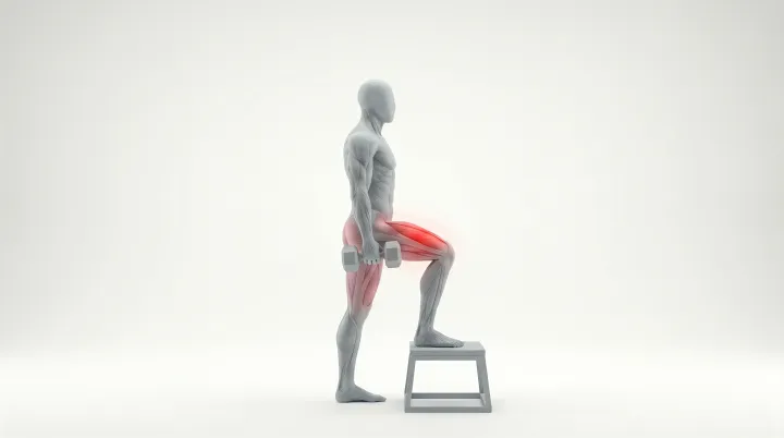 Dumbbell Step-Up (Low), 3D demonstration