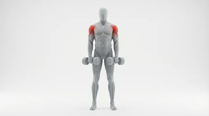 Dumbbell Upright Row, 3D demonstration