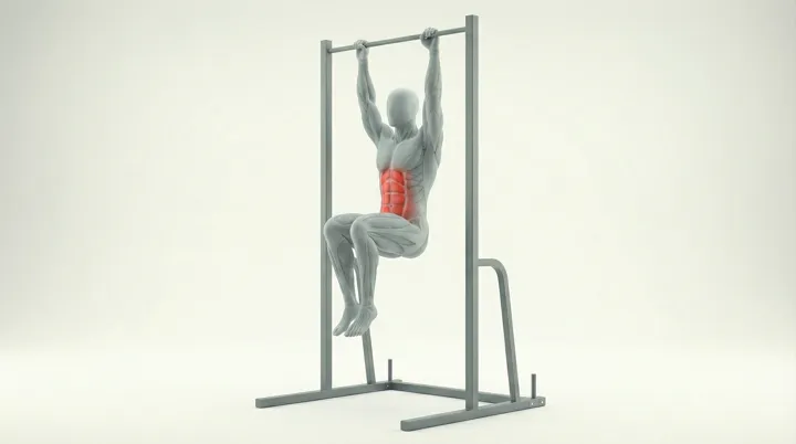 Hanging Knee Raises, 3D demonstration