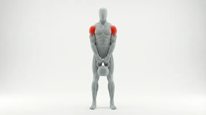 Kettlebell Front Raise, 3D demonstration