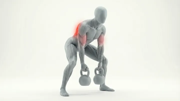 Kettlebell Gorilla Row, 3D demonstration