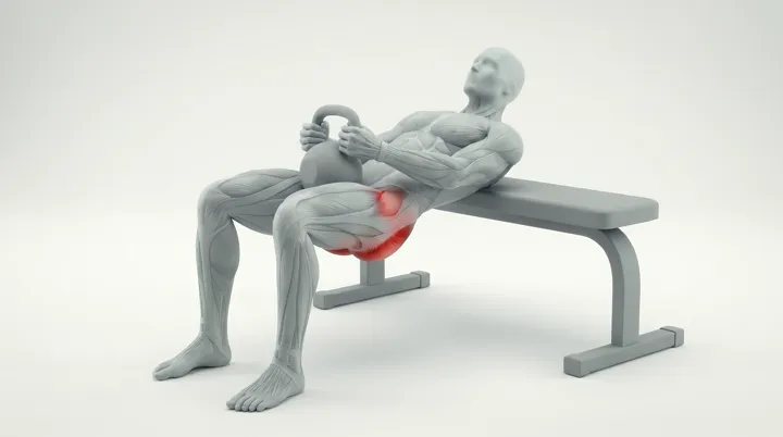 Kettlebell Hip Thrust, 3D demonstration