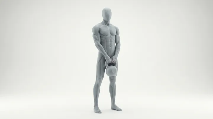 Kettlebell Romanian Deadlift, 3D demonstration