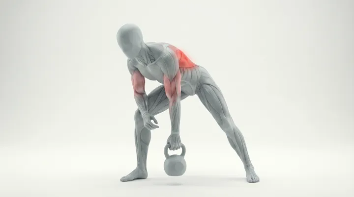 Kettlebell Single Arm Row, 3D demonstration