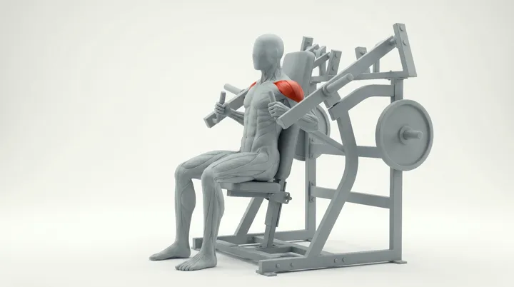 Machine Plate Loaded Front Military Press, 3D demonstration