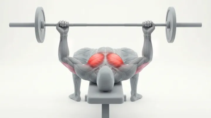 Reverse-Grip Barbell Bench Press, 3D demonstration