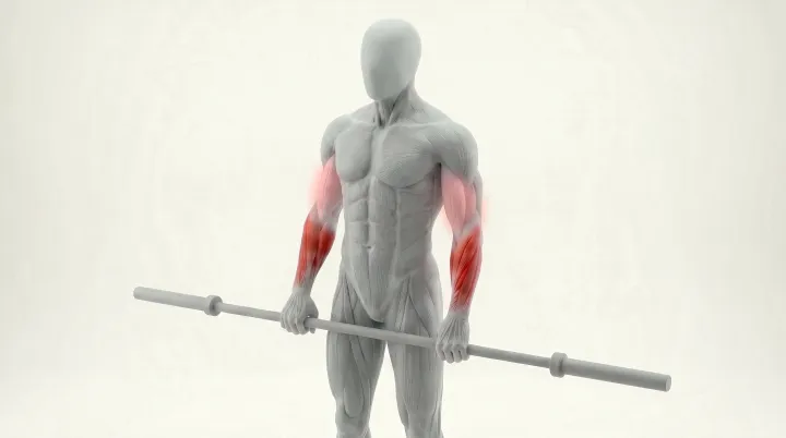 Reverse Grip Barbell Curl, 3D demonstration