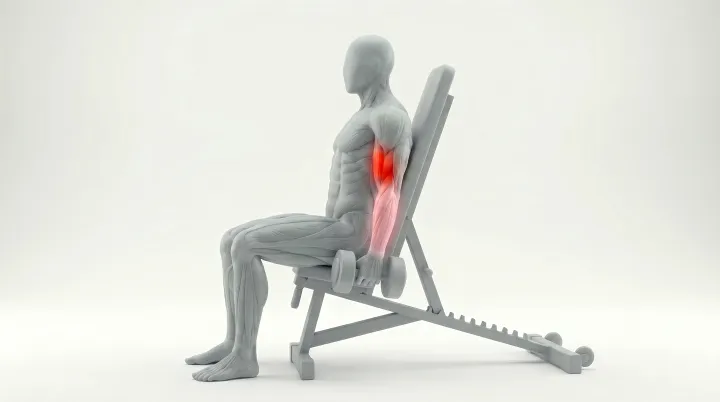 Seated Dumbbell Curl, 3D demonstration