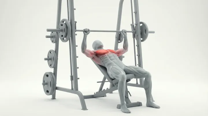 Smith Machine Incline Bench Press, 3D demonstration