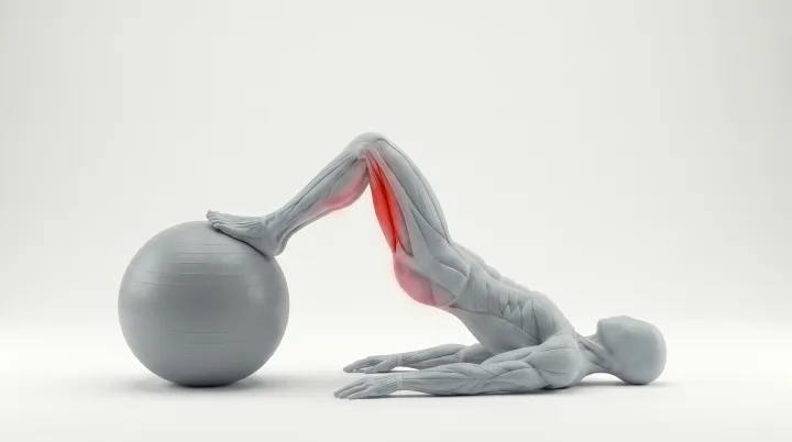 Stability Ball Leg Curl, 3D demonstration