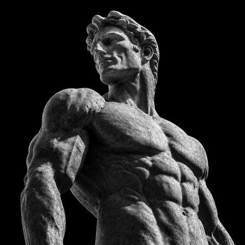 Stone league statue