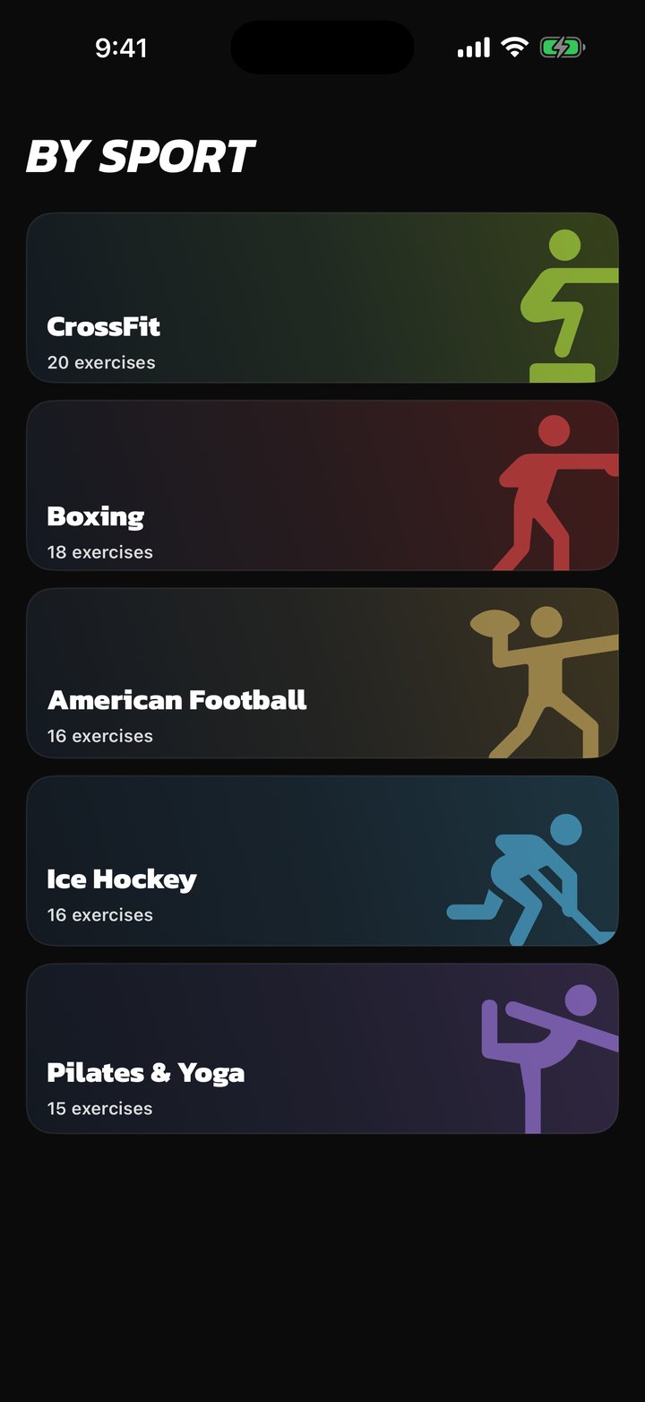 EGON, exercise collections by sport